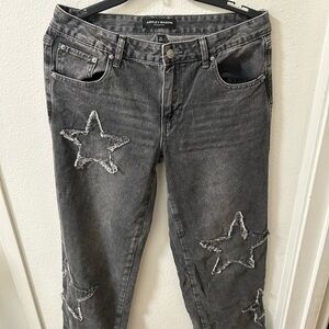Ashley Mason Charcoal Star-Embellished Boyfriend Jeans